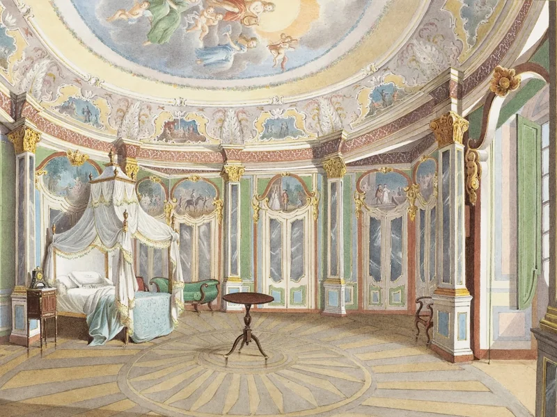 1815-Ferdinand Lefeubure - Camera da letto di re Pietro IV del Portogallo